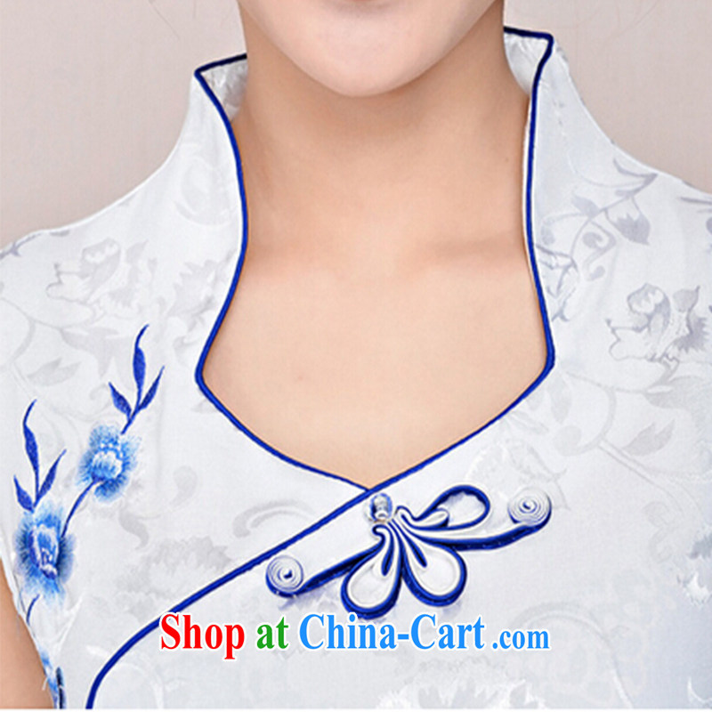 The stone new Ethnic Wind elegant low on the truck serving toast improved cheongsam dress summer T-shirt dresses female white, small flowers M, the stone (Bushi), shopping on the Internet