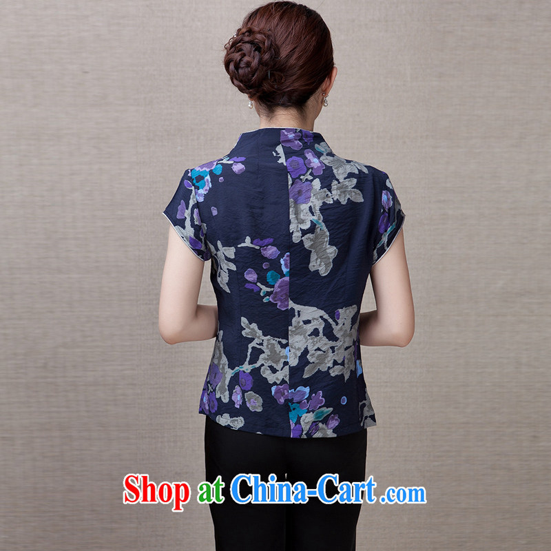 Adam's elderly Mother's Day 15 Chinese T-shirt butterfly buckle mother decorated themselves for Chinese short-sleeved Y 0182 blue/0182 4XL Adam, elderly, shopping on the Internet