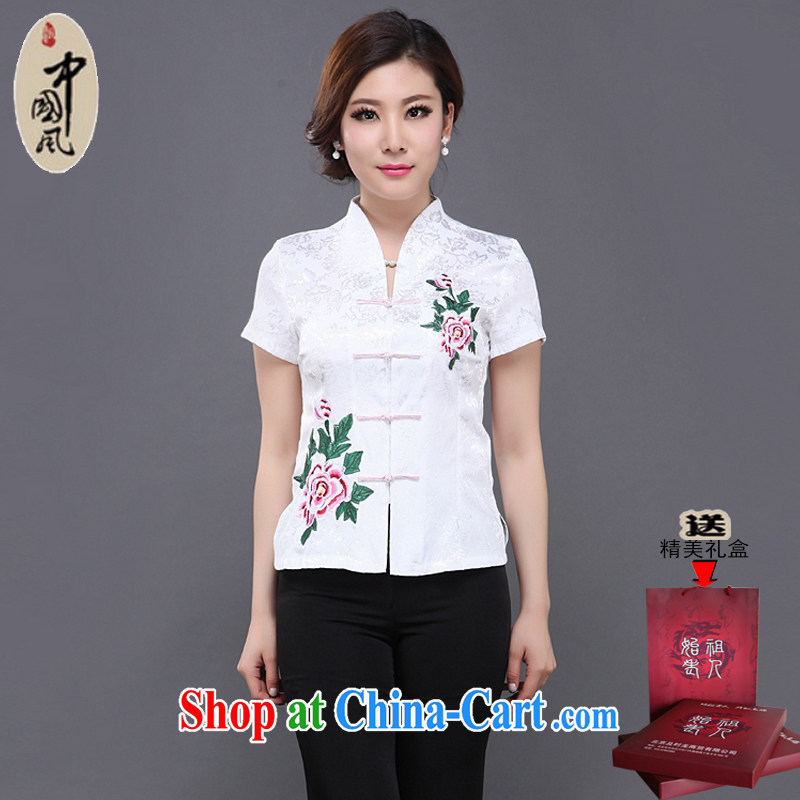 Adam's old 15 new women with middle-aged ladies beauty embroidered Chinese summer, for Chinese short-sleeved Y of 053 red/053 M, Adam, elderly, shopping on the Internet
