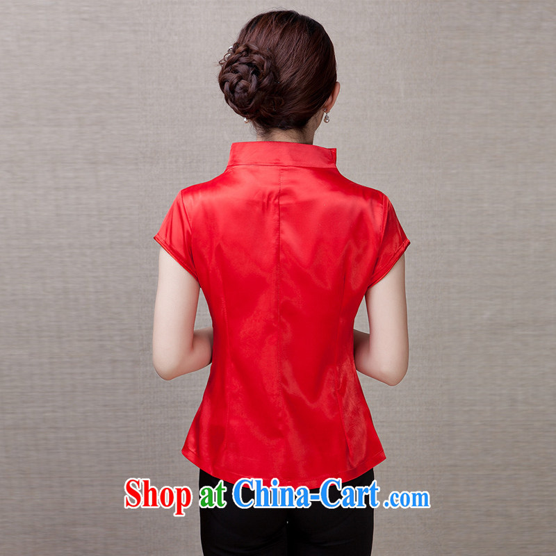 Adam's old age 15 Ms. summer cultivating short-sleeved Chinese T-shirt stylish middle-aged female Chinese summer Y 031 red/031 3 XL Adam, elderly, shopping on the Internet