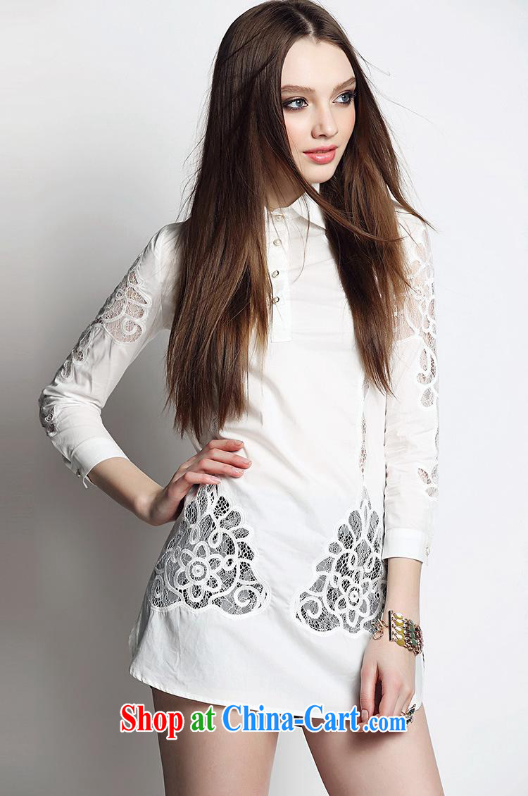 Black butterfly 2015 spring and summer new European site female lace Openwork cotton classic long, Ms. white shirt collar T shirts white XL pictures, price, brand platters! Elections are good character, the national distribution, so why buy now enjoy more preferential! Health