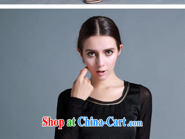 Black butterfly 2015 spring and summer the European site New solid shirt high-end female Web yarn stitching and stylish long-sleeved shirt T black XL pictures, price, brand platters! Elections are good character, the national distribution, so why buy now enjoy more preferential! Health