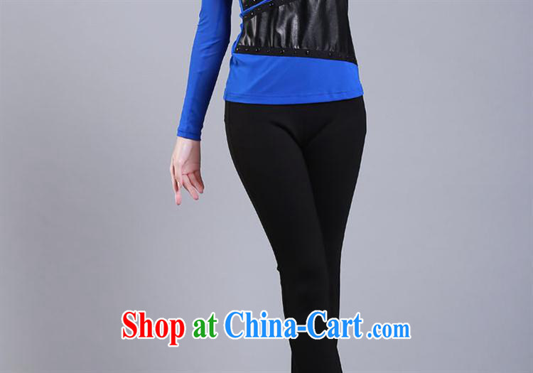 Black butterfly 2015 spring and summer female new upscale Internet yarn stitching PU beauty sexy round-neck collar long-sleeved T-shirt solid female T shirt black XL pictures, price, brand platters! Elections are good character, the national distribution, so why buy now enjoy more preferential! Health