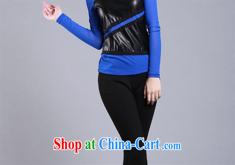 Black butterfly 2015 spring and summer female new upscale Internet yarn stitching PU beauty sexy round-neck collar long-sleeved T-shirt solid female T shirt black XL pictures, price, brand platters! Elections are good character, the national distribution, so why buy now enjoy more preferential! Health