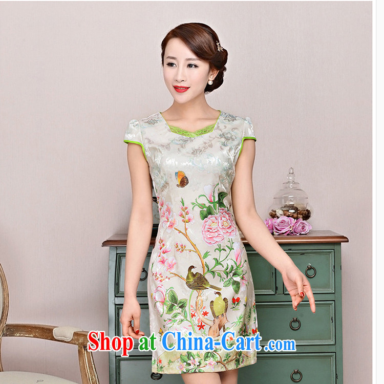 Refreshing new Ethnic Wind elegant low the forklift truck serving toast improved cheongsam dress summer T-shirt dresses female yellow Peony XL pictures, price, brand platters! Elections are good character, the national distribution, so why buy now enjoy more preferential! Health
