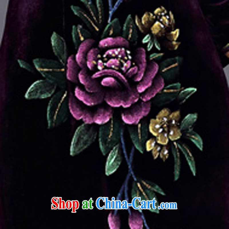Joe is still name-yuan velvet cheongsam improved 7 cuff Chinese banquet mother Chinese SHSR 1236 purple XXXL, CHOSHAN LADIES, shopping on the Internet