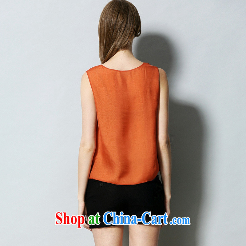 Qin Qing SHOP NEW summer Solid Color Western big double T-shirt entity 9008 orange XL, GENYARD, shopping on the Internet