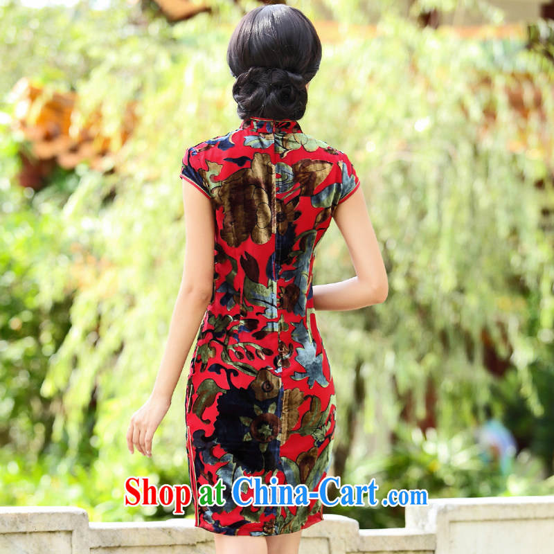 Joe is still name-yuan velvet cheongsam summer improved Chinese banquet Tang Women's clothes SRQP 81,178 red 4 XL, CHOSHAN LADIES, shopping on the Internet