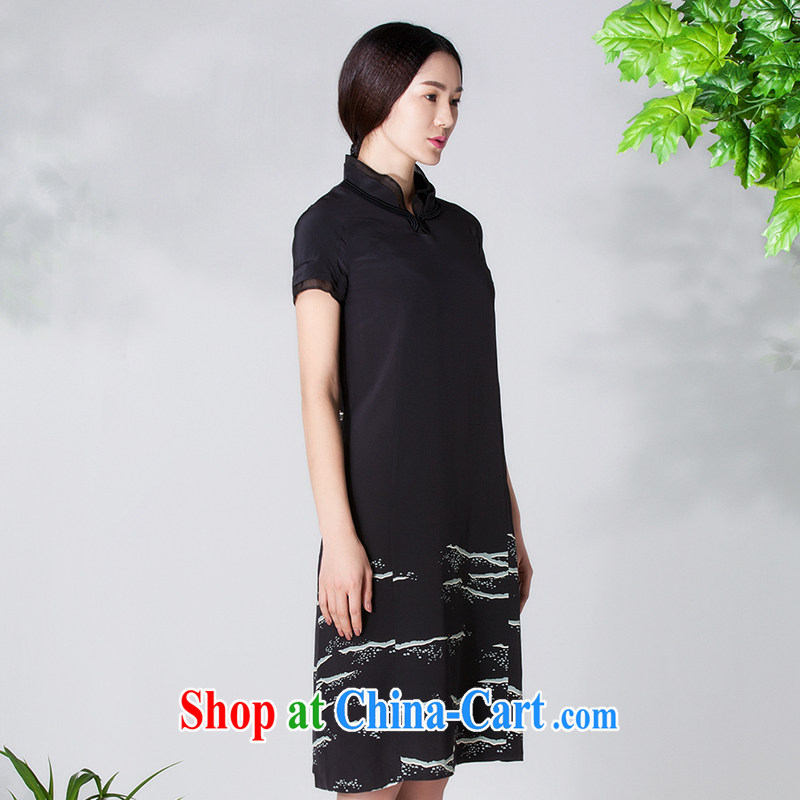Diane Ying 2015 spring and summer women's clothing new products for beauty, short-sleeved, for 100 100 sauna Silk Dresses PAE 1164 black S, Diane Ying, shopping on the Internet
