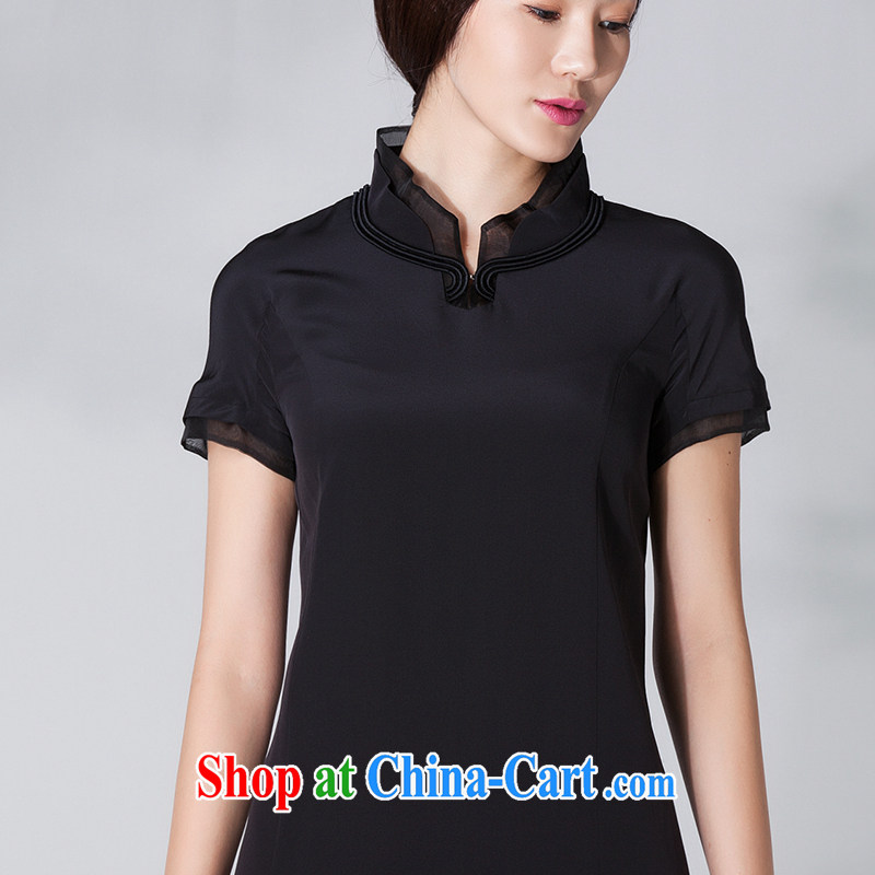 Diane Ying 2015 spring and summer women's clothing new products for beauty, short-sleeved, for 100 100 sauna Silk Dresses PAE 1164 black S, Diane Ying, shopping on the Internet