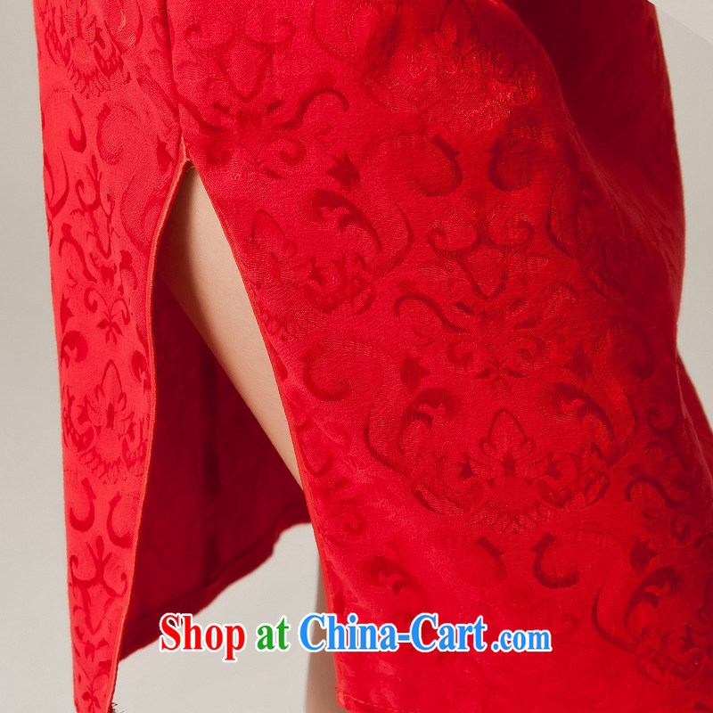 Recall that Namibia Red Cross 2015 spring and summer new retro elegant Chinese red, for package shoulder short cheongsam marriages Chinese bows dress Q 12,035 red M, recalling that the red makeup, shopping on the Internet