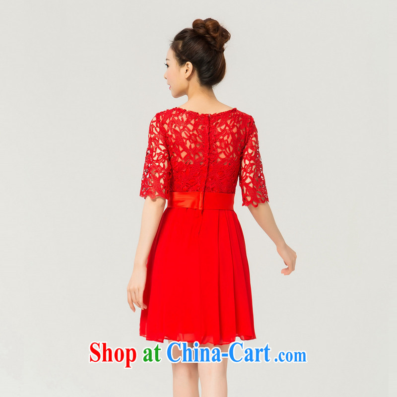 Recall that the red makeup New Red marriage bridal dresses and stylish graphics thin short toast, a field shoulder lace beauty short dress Q 14,738 red XL, recalling that the red makeup, shopping on the Internet