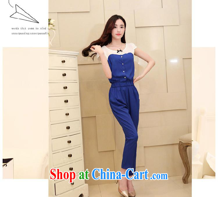 Ya-ting store 2015 spring and summer with new female sweet fresh lady bowtie snow woven spell back-trousers royal blue L pictures, price, brand platters! Elections are good character, the national distribution, so why buy now enjoy more preferential! Health