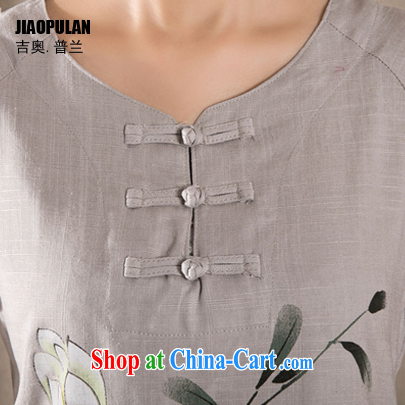 Mr. Kaplan 2015 spring and summer new antique Chinese female improved fashion cheongsam shirt cotton Ms. Yau Ma Tei Tong load PLZ 1220 light gray XXL, Mr. Kaplan (JIAOPULAN), shopping on the Internet