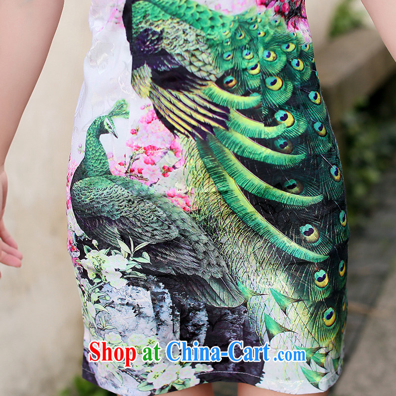 Jin Bai Lai girls summer 2015 Korean Ladies short-sleeve stamp package and improved cheongsam dress high-end style retro Beauty Fashion dresses 4 XL, pure Bai Lai (C . Z . BAILEE), online shopping