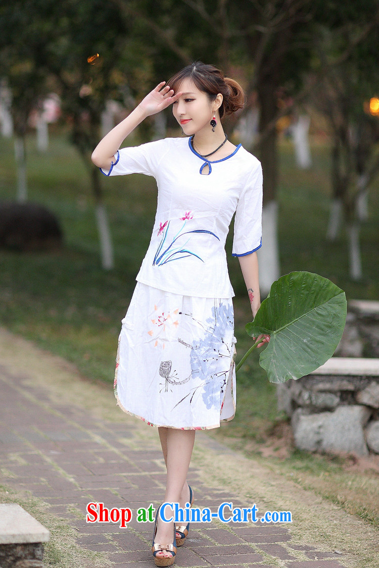 2015 spring and summer new retro Ethnic Wind Women's clothes, T-shirt 5 sleeveless white XXL pictures, price, brand platters! Elections are good character, the national distribution, so why buy now enjoy more preferential! Health