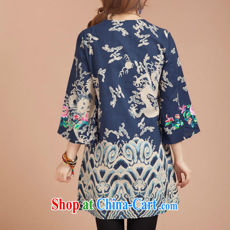 Brown jeep (BROWNGE) New National wind embroidered dresses China wind Chinese improved the buckle embroidered skirt and skirt the wearing blue are code, brown Roma (BROWNGEPU), online shopping