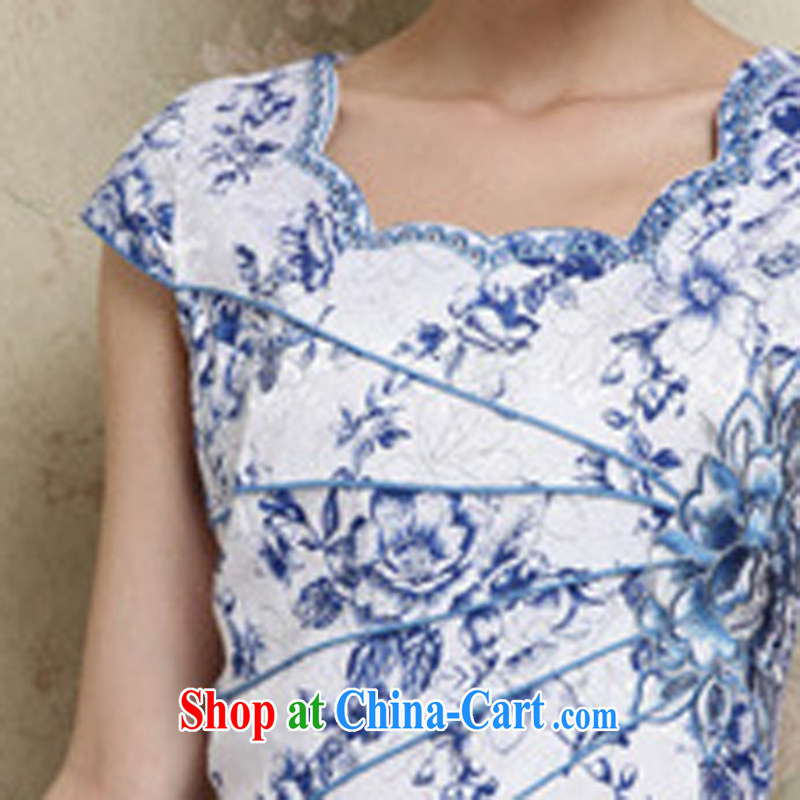 Appeals to appeal to 2015 summer female Chinese improved daily retro short-sleeved package and cheongsam dress, blue XXL, called on appeal, and, on-line shopping