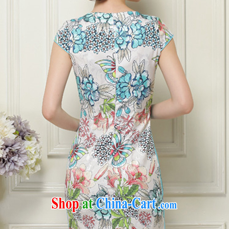 Appeals to appeal to 2015 summer New China wind retro improved cultivating graphics thin short-sleeve dresses summer blue XXL, appeal to appeal, and shopping on the Internet