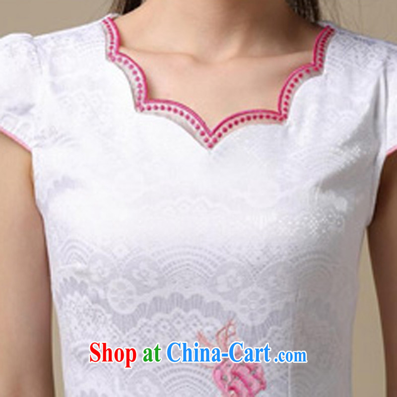 Appeals to appeal to 2015 summer new, improved Chinese qipao cultivating short-sleeved qipao dresses white orchids XXL, called on appeal, and shopping on the Internet