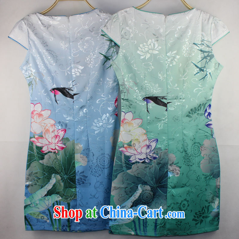 Hsueh-Chi Lin Nunnery 2015 new dresses and stylish Lotus the gradient improved fashion cheongsam dress summer fashion beauty #1569 green XL pictures, price, brand platters! Elections are good character, the national distribution, so why buy now enjoy more preferential! Health