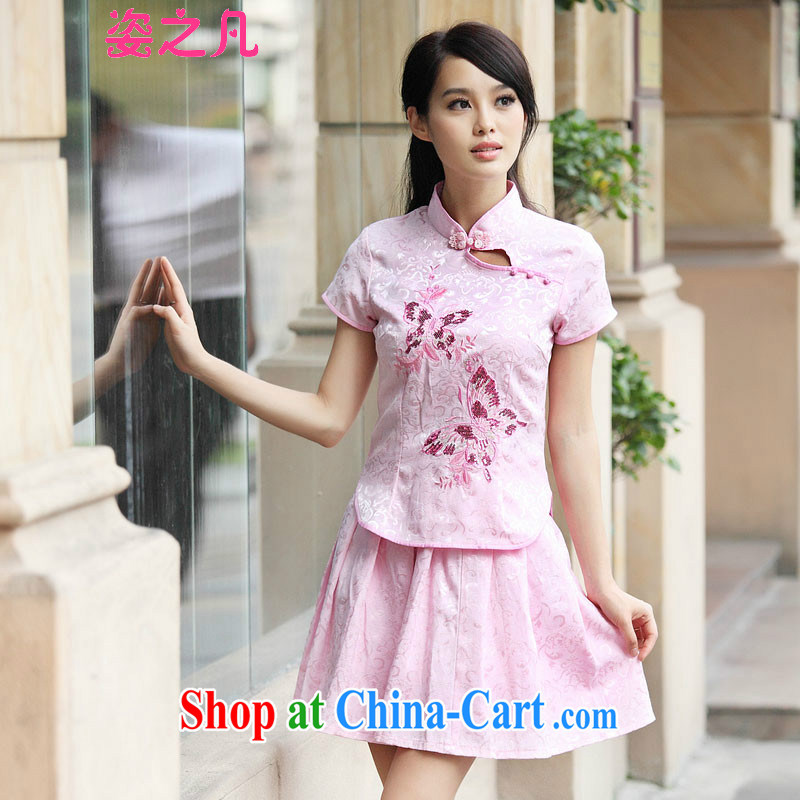 City where the 2015 summer new outfit Kit elegant retro fresh Chinese to Butterfly cheongsam dress blue XL