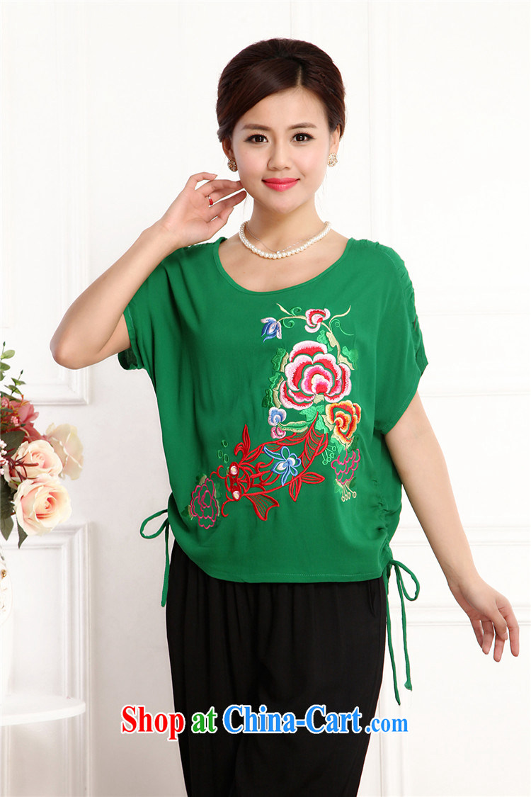 Top Luxury 2105 new, Ms. Tang is set short-sleeve China wind round-collar embroidery half sleeve shirt T red loose version T-shirt black 7 pants MOM load the red kit XL pictures, price, brand platters! Elections are good character, the national distribution, so why buy now enjoy more preferential! Health