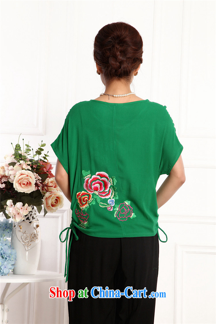 Top Luxury 2105 new, Ms. Tang is set short-sleeve China wind round-collar embroidery half sleeve shirt T red loose version T-shirt black 7 pants MOM load the red kit XL pictures, price, brand platters! Elections are good character, the national distribution, so why buy now enjoy more preferential! Health