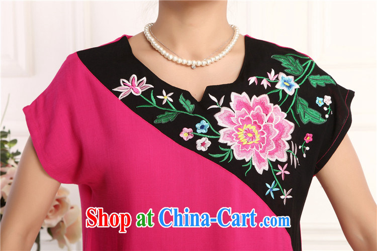 Top Luxury 2105, Ms. Tang is set short-sleeve China wind round-collar embroidery stitching red half sleeve shirt T red loose version T-shirt Chinese package mother load of red, Kit XXXL pictures, price, brand platters! Elections are good character, the national distribution, so why buy now enjoy more preferential! Health