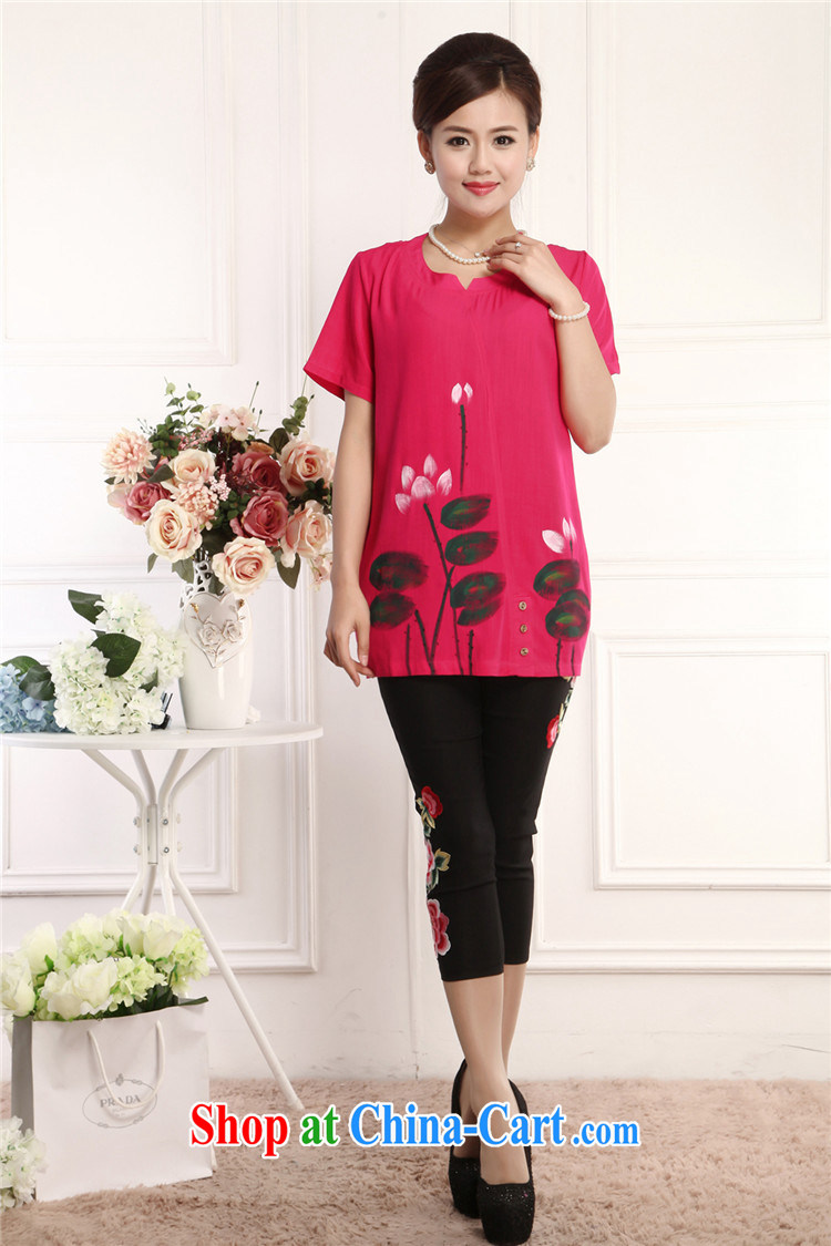 Top Luxury 2015 new, Ms. Tang with a short-sleeved shirt T China wind round-collar embroidery half sleeve T-shirt red loose version T-shirt Chinese and indeed increase mother Lady green, XXXL pictures, price, brand platters! Elections are good character, the national distribution, so why buy now enjoy more preferential! Health