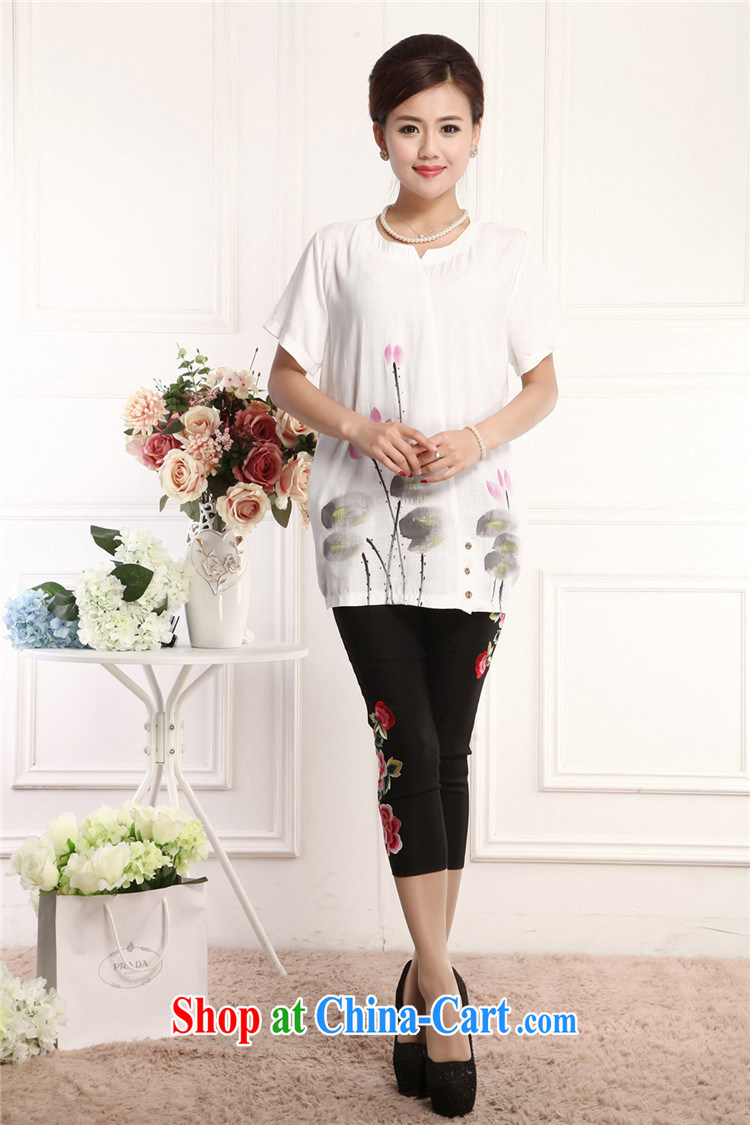 The top luxury mom with older Tang with a short-sleeved T-shirt loose version of national costumes female T shirt with loose version half sleeve, long, solid T-shirt white short-sleeve female white XL pictures, price, brand platters! Elections are good character, the national distribution, so why buy now enjoy more preferential! Health