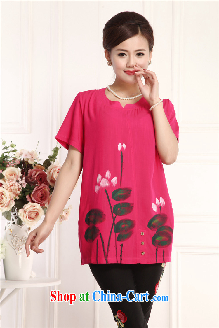 Top Luxury 2015 China wind, Ms. Tang is a short-sleeved shirt T green panel loose and indeed increase the cotton round neck T-shirt Chinese blouses MOM replace white XXXL pictures, price, brand platters! Elections are good character, the national distribution, so why buy now enjoy more preferential! Health