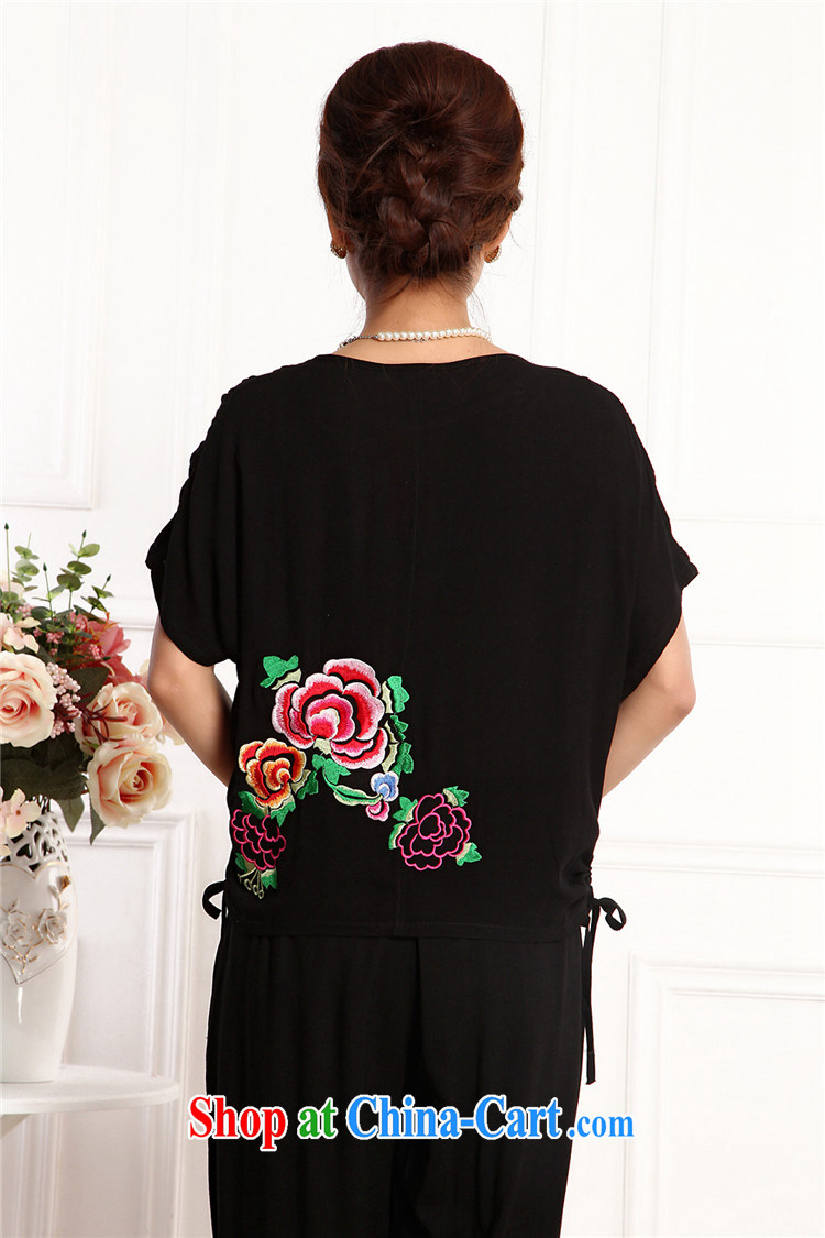 Top Luxury 2105 new, Ms. Tang is set short-sleeve China wind round-collar embroidery half sleeve shirt T red loose version T-shirt black 7 pants mom with green, package 4 XL pictures, price, brand platters! Elections are good character, the national distribution, so why buy now enjoy more preferential! Health