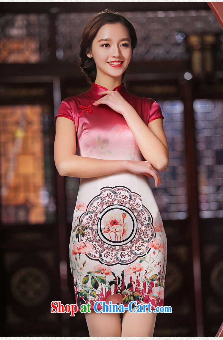 The cross-sectoral sporting her new heavy Silk Cheongsam summer retro stamp fashion cheongsam dress female SZ S 2228 red L pictures, price, brand platters! Elections are good character, the national distribution, so why buy now enjoy more preferential! Health