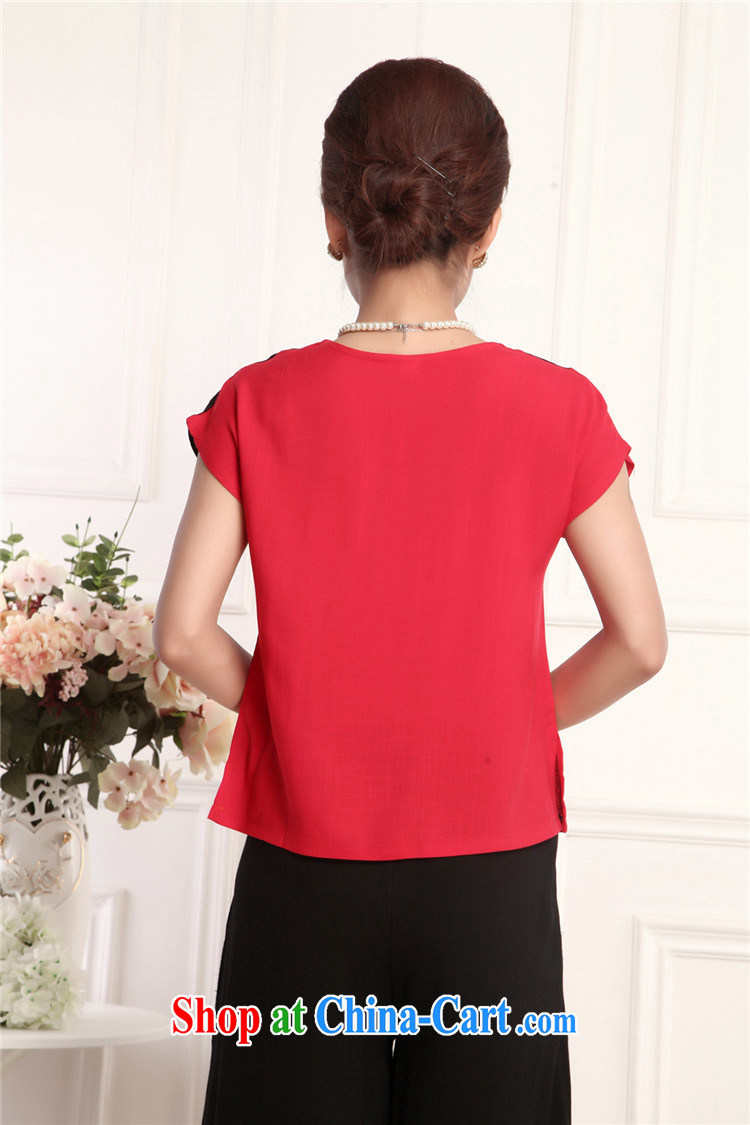 Top Luxury 2015 new, Ms. loaded package short-sleeve summer thin China wind round-collar embroidery half sleeve shirt T red loose version T-shirt stitching Chinese package the red kit XXL pictures, price, brand platters! Elections are good character, the national distribution, so why buy now enjoy more preferential! Health