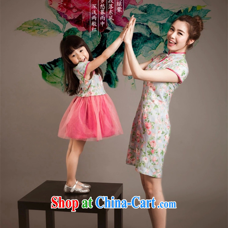 2015 parent-child the Summer new stylish ethnic wind lace dresses mother and daughter dress Kit skirt picture color mom S, karaoke more ceremony, shopping on the Internet