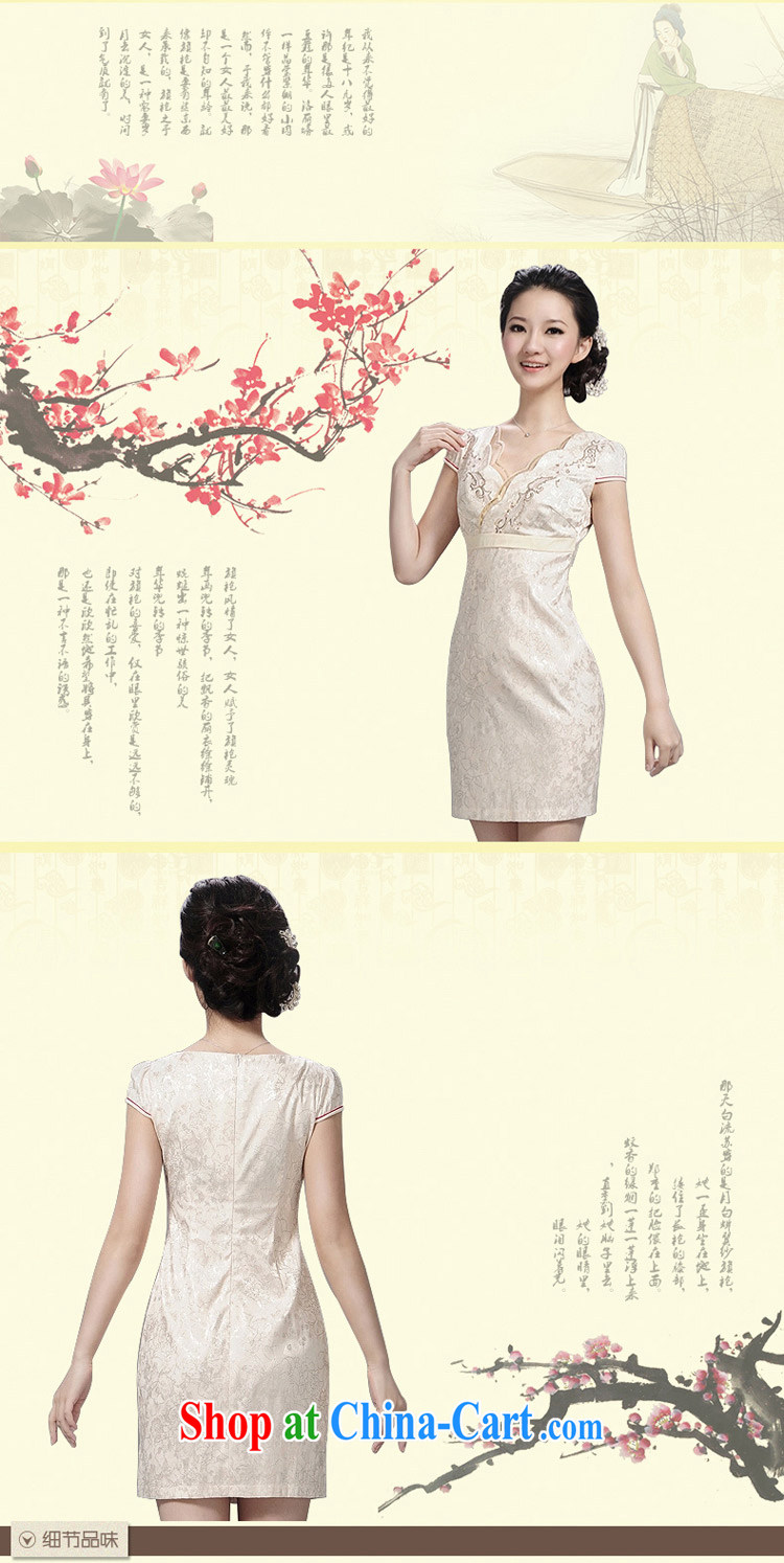 QueensMakings 2015 new Chinese Dress cultivating improved short cheongsam dress dresses 15 QM 082 beige XXL pictures, price, brand platters! Elections are good character, the national distribution, so why buy now enjoy more preferential! Health