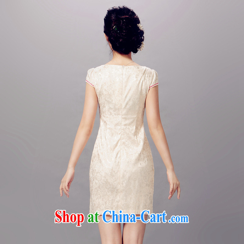 QueensMakings 2015 new Chinese Dress cultivating improved short cheongsam dress dresses 15 QM 082 beige XXL, Chun Yat-wah (QueensMakings), online shopping