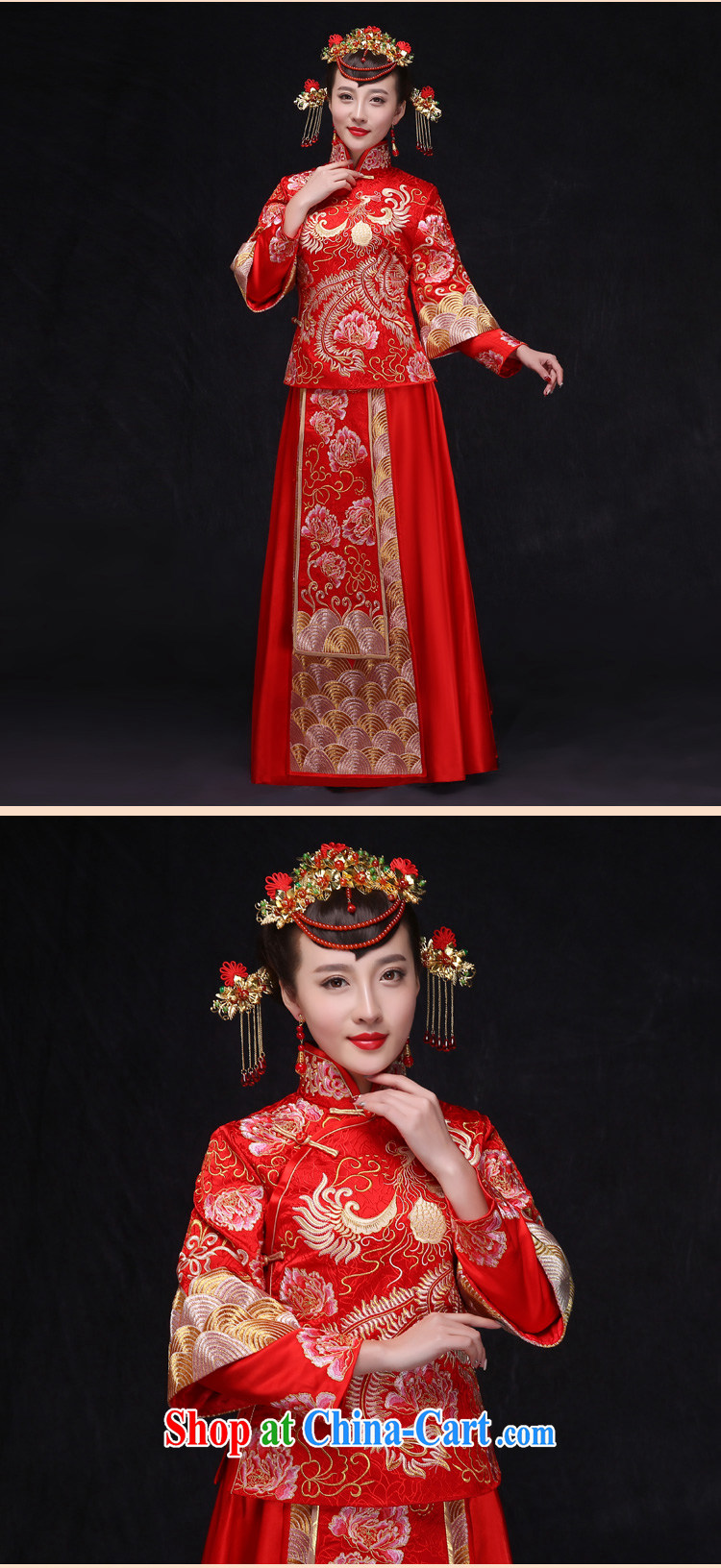 Sau Wo family show reel service Chinese Antique bridal show reel service married women toast clothing costumes married Yi long-sleeved red cheongsam Phoenix use the red L, pictures, price, brand platters! Elections are good character, the national distribution, so why buy now enjoy more preferential! Health