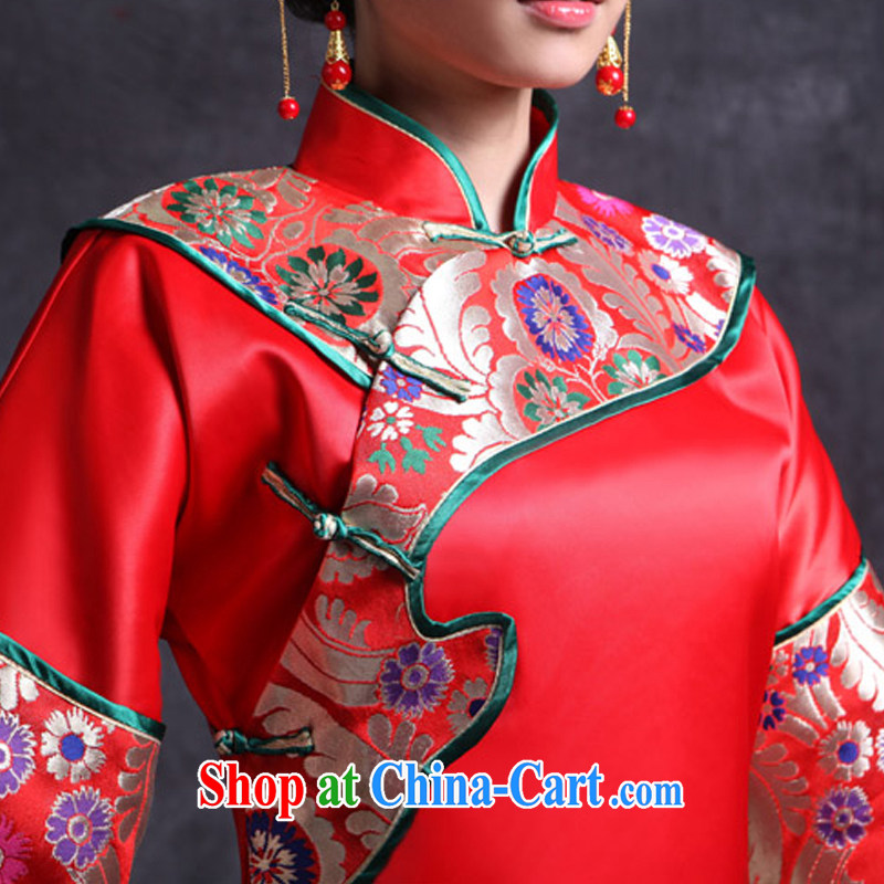 Su-wo family-su Wo service new Sau Wo service bridal gown Chinese marriage red toast clothing and retro dresses kimono Dragon and married the red XS, Su-wo family, and shopping on the Internet