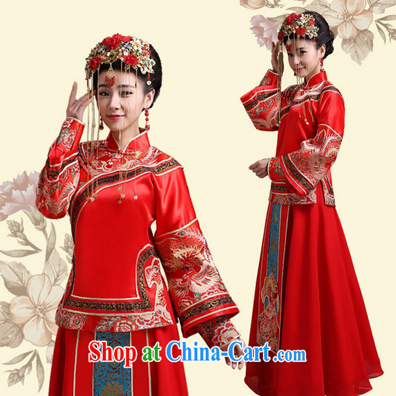 Su-wo family show reel service bridal gown Chinese wedding dress red bows married Yi retro dresses 2015 New Sau kimono red S, Su-wo saga, shopping on the Internet