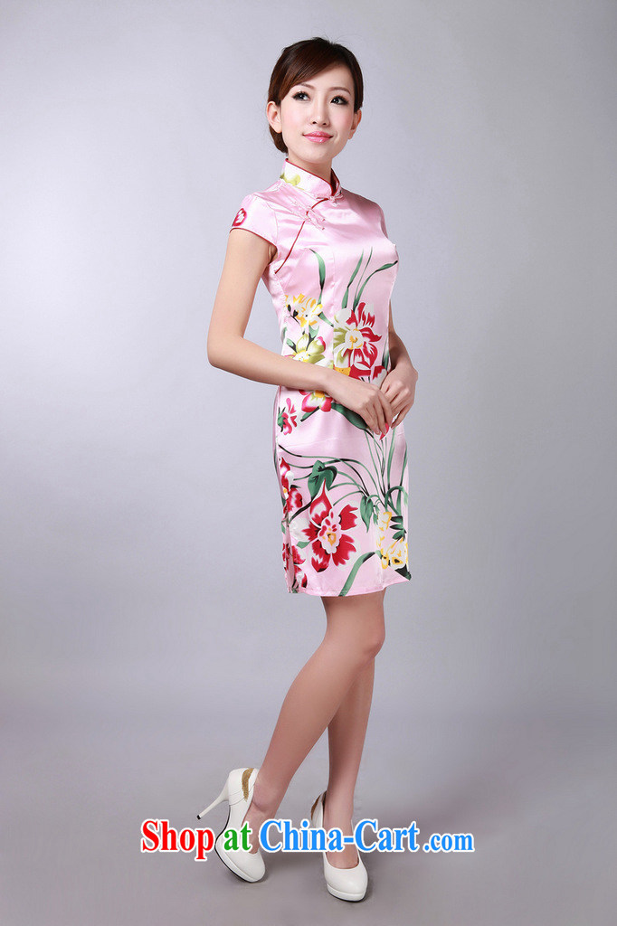 spend the summer new cheongsam Chinese improved Chinese qipao, for damask stamp retro mini short cheongsam - B pink 2 XL pictures, price, brand platters! Elections are good character, the national distribution, so why buy now enjoy more preferential! Health