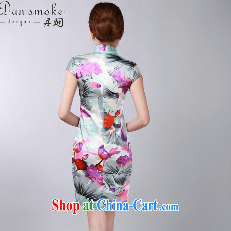 Dan smoke dresses summer new women with Chinese Chinese qipao improved, for stamp mini short dresses such as the color 2 XL, Bin Laden smoke, shopping on the Internet