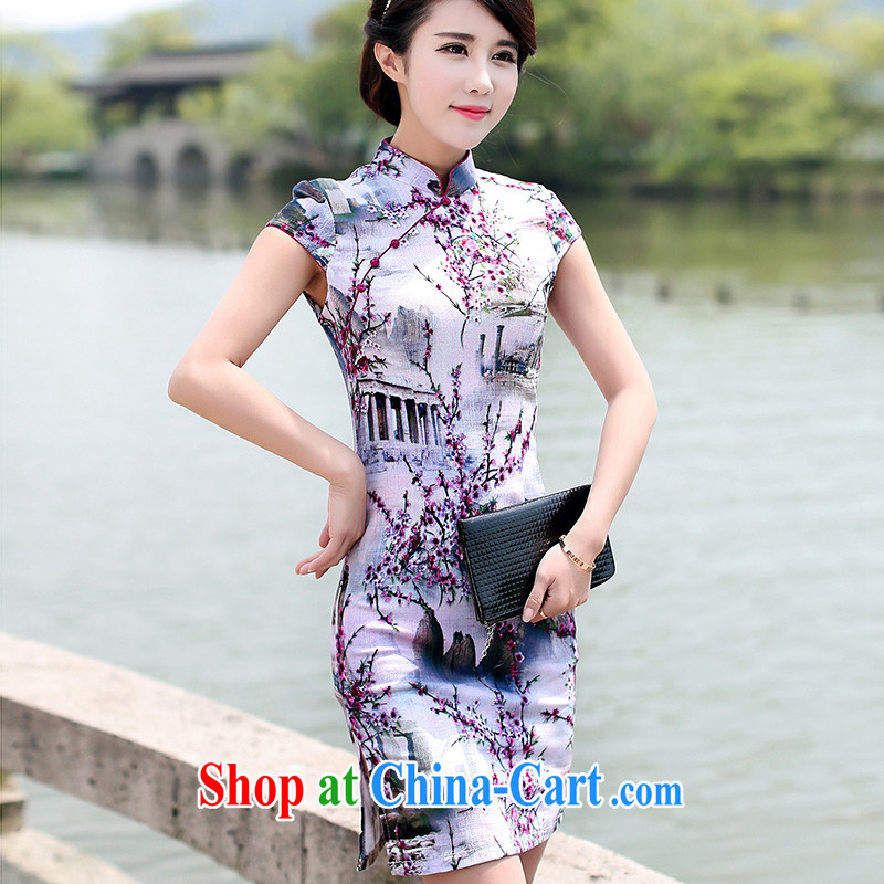 Jin Bai, summer 2015 new cheongsam dress graphics thin beauty cotton the package and retro dress stamp duty cotton the Chinese short-sleeved dresses 4 XL idealistically Bai Lai (C . Z . BAILEE), online shopping