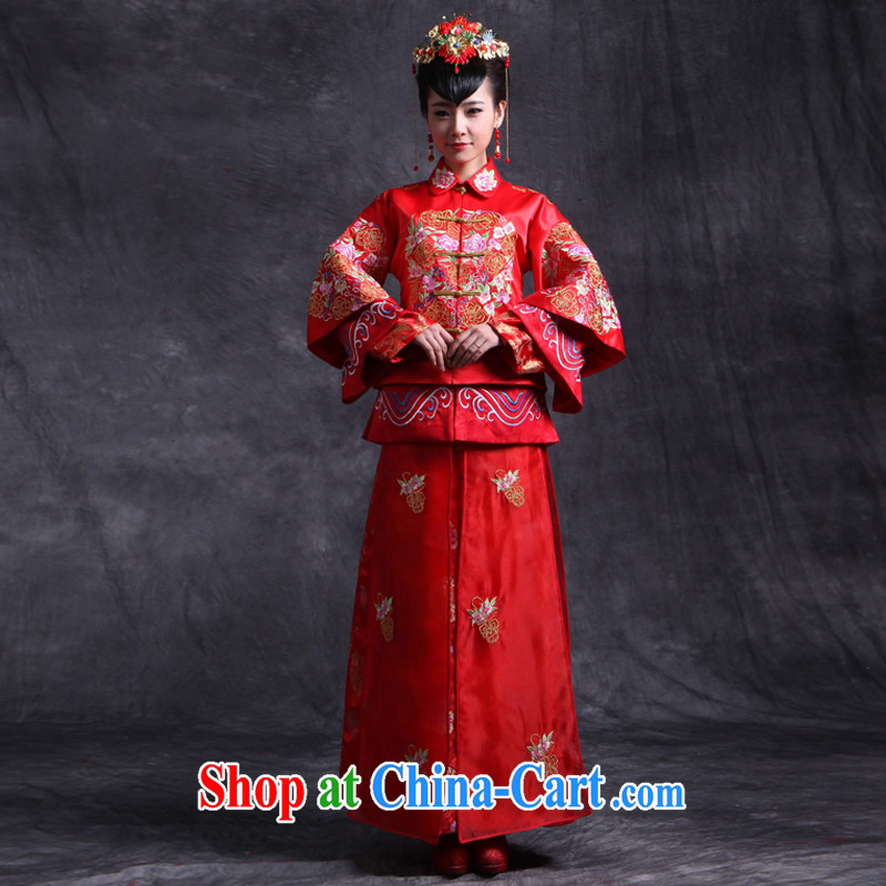 Sau Wo family show reel service bridal gown red Chinese Antique toast clothing spring married Yi married her dresses kimono dragon of the Red XL, Sau Wo saga, shopping on the Internet
