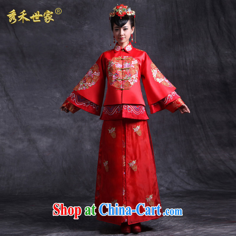 Sau Wo family show reel service bridal gown red Chinese Antique toast clothing spring married Yi married her dresses kimono dragon of the Red XL, Sau Wo saga, shopping on the Internet