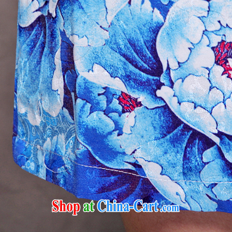 spend on disc Ethnic Wind and stylish Chinese qipao dress daily retro beauty graphics build cheongsam VA R 033 9913 blue XL, flower, Butterfly (HUA YUE DIE), shopping on the Internet