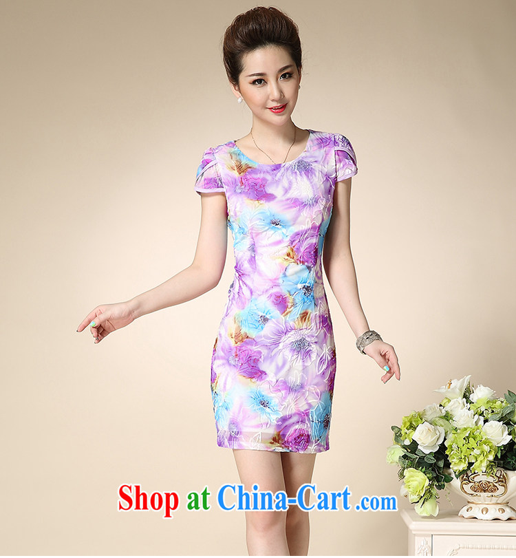 Dream Bai Colorful spring 2015 new, large, cultivating graphics thin short-sleeved stamp pack and cheongsam dress QP 606 #dream purple XXXL pictures, price, brand platters! Elections are good character, the national distribution, so why buy now enjoy more preferential! Health