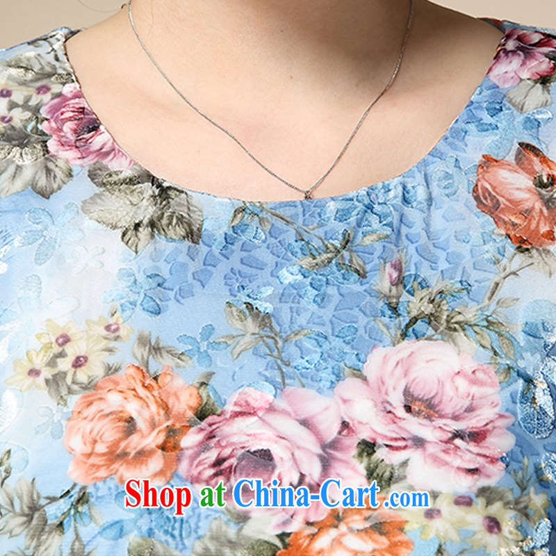 Let Bai colorful 2015 spring and summer new retro short-sleeved improved fashion cheongsam dress female QP 608 #blue XXXL dream Bai, and, shopping on the Internet