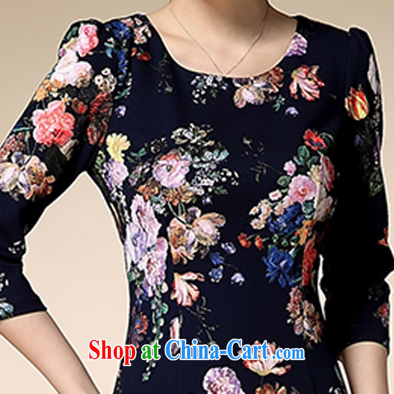 Let Bai colorful 2015 new stylish improved cheongsam summer day-to-sense retro dresses female QP 609 #po-blue XXXL dream Bai beauty, shopping on the Internet